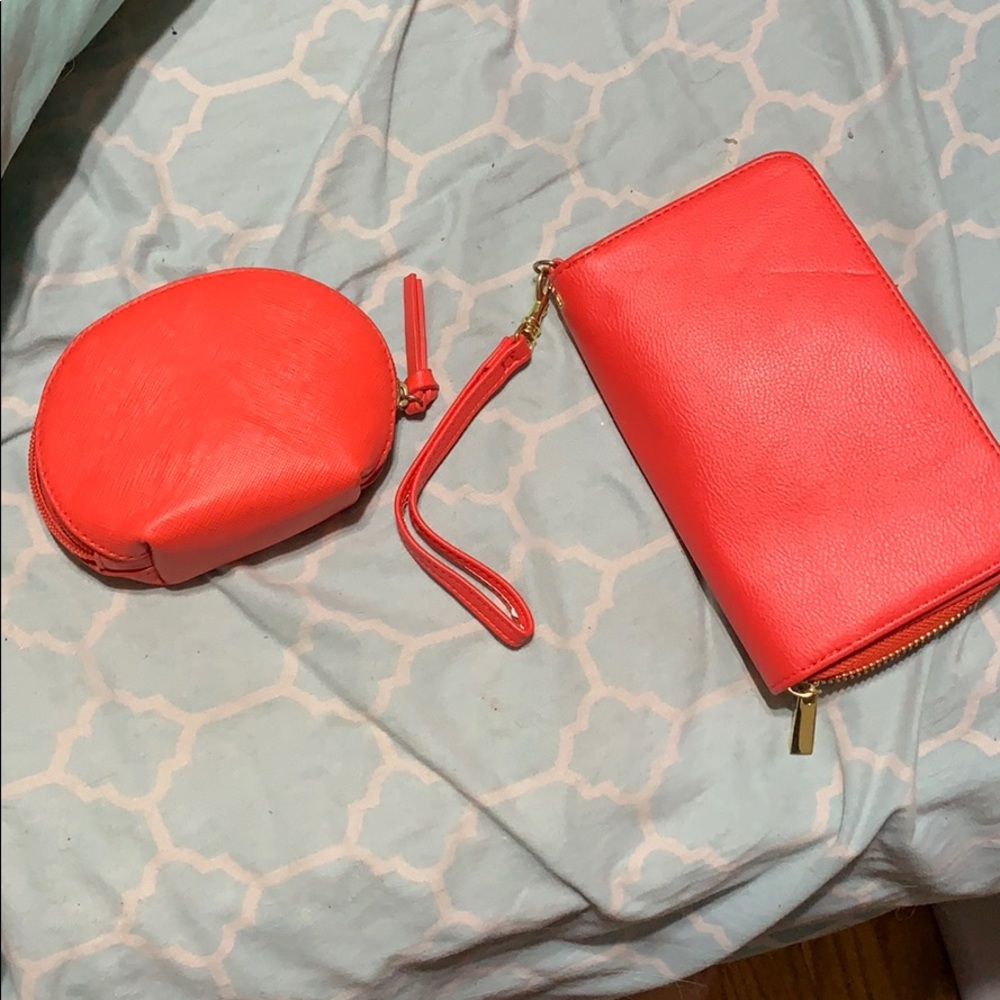Dark coral wallet and change purse